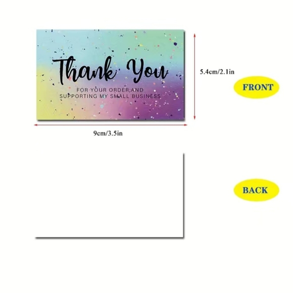 New 50 Fun Thank You for Your Order & Supporting My Small Business Cards - Picture 2 of 3